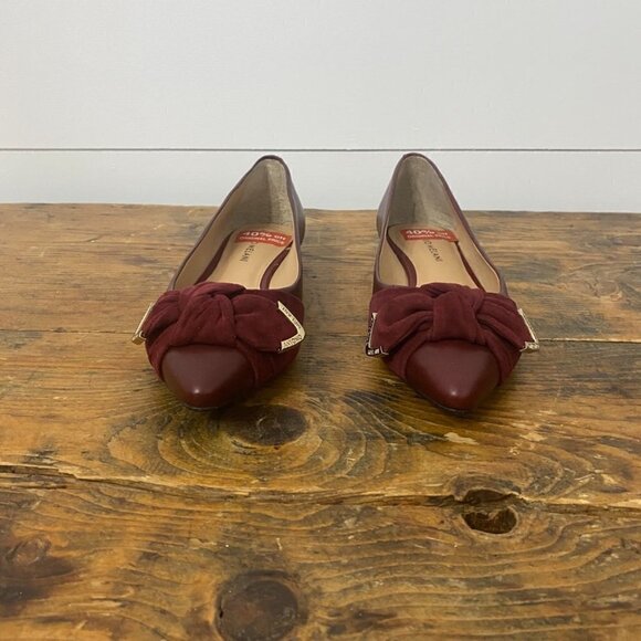 Antonio Melani Suede Pointed Toe Bow Comfort Flats in Burgundy, Women's Size 6.5 - Picture 10 of 17